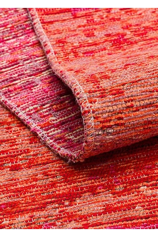 Kutnu Kılım Modern Ombre Renk Geçişli Yıkanabilir Çift Taraflı Kilim Pembe - Turuncu