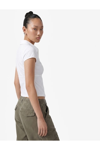 Koton Slim Fit Kısa Kollu Klasik Yaka Fermuarlı Crop Gömlek Beyaz 6sal60184ıw