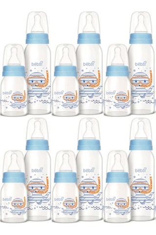 Bebsi Cam Biberon Seti Mavi 250ml+125ml 6 Lı Set