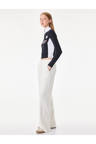 Koton Pamuklu Slim Fit Fermuarlı Uzun Kollu Dik Yaka Tişört Lacivert 7wal10130ık