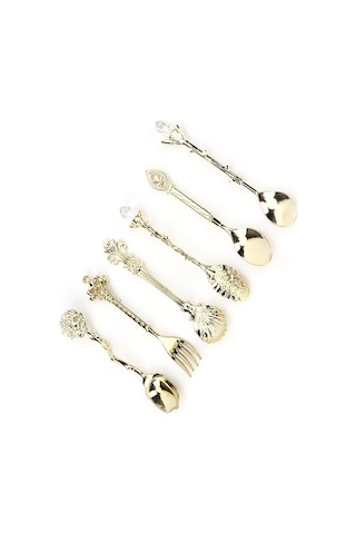 Shineyee 6 Parça Klasik Saray Stili Çatal Kaşık Seti - Yeşil Antik Bronz, Gönüllü Çatal Sapı, Kahve Ve İçecekler İçin, Ev Ve Cafe Uygun Bronz - Yeşil