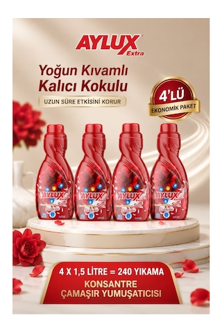 Passion Extra Konsantre Çamaşır Yumuşatıcısı 4x1,5 L 240 Yıkama Yoğun Kıvamlı Kırmızı 4'lü Set