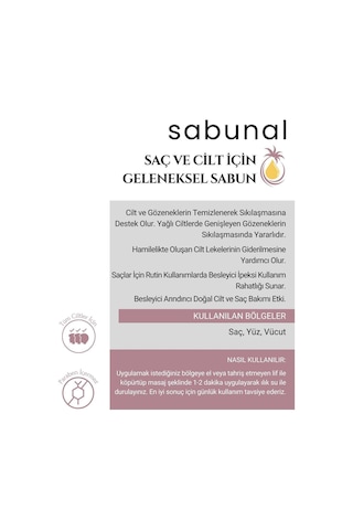 Sabunal Defne Sabunu - Doğal Saç ve Cilt Bakım Sabunu 100 G
