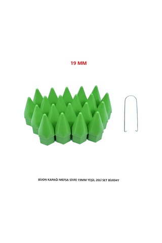 Bijon Kapağı Sivri 19 Mm Yeşil 20 Li Set