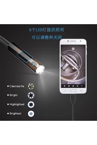 Endoskop Yılan Video Kamera Led'li 10 Metre 7 Mm Sert Kablo