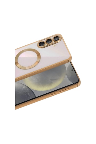 Samsung Galaxy S26 Plus Uyumlu Kılıf Kamera Lens Koruyuculu Magsafe Özellikli Telefon Kılıfı Kapak Çöl Titanyum