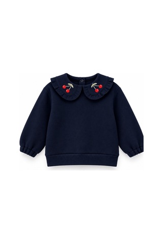 Fesshera Çocuk Sweatshirt Pamuklu 3 İp Şardonlu Lacivert
