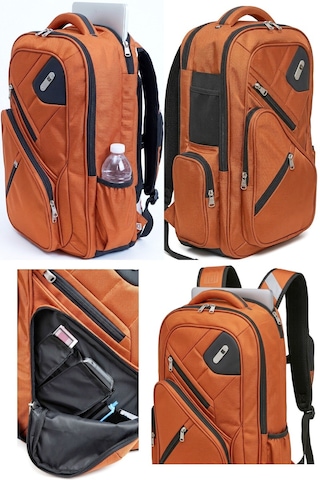 Ful - Dean 17" Koyu Turuncu Gündelik Seyahat Unisex Laptop Sırt Çantası
