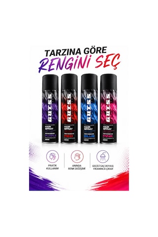 Gutss Professional Geçici Unisex Saç Boyası Sprey 150 Ml Pembe Pink