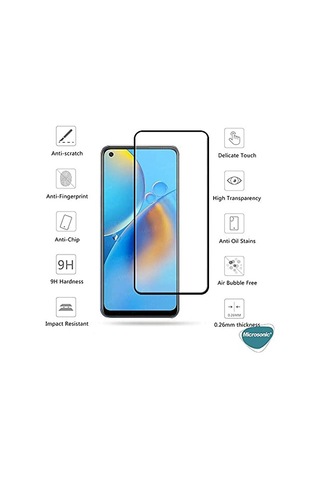 6 4g Tam Kaplayan Temperli Cam Ekran Koruyucu Siyah