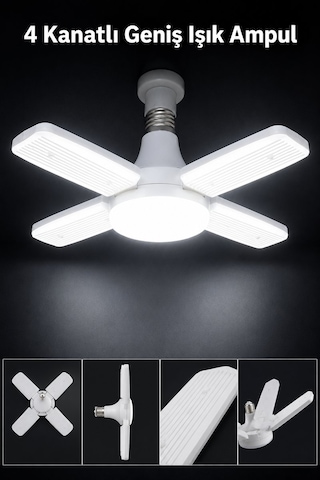 Katlanabilir Led Lamba 4 Kanatlı Geniş Açılı Papatya Tavan Ampulü E27