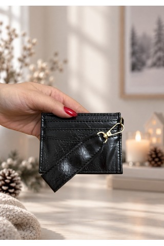 Elpida Bags Kadın Fiyonk Detaylı El Askılı Kartlık Siyah