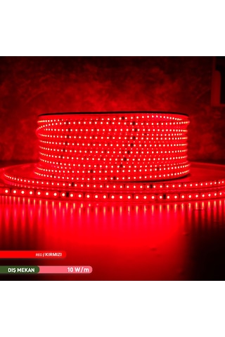 Ack 120 Led Li Şerit Led Kırmızı 220v 10w 100m