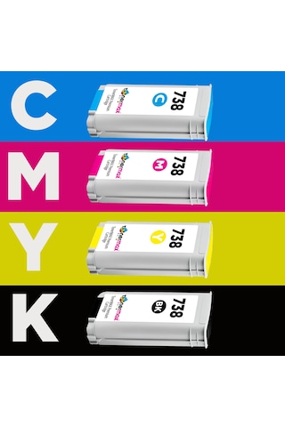 Hp Uyumlu Tonermax 738 Kartuş 4'lü Paketi 130ml - T850/t950 Uyumlu