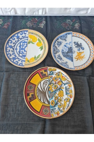 Karışık Pasta Tabağı 6 Kişilik Pasta Tabağı Seti Çok Renkli