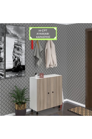 Kenzlife Ayakkabılık Galoş5 Crdbyz 53 080 32 Kapaklı 5 Raflı 20 Çift Ayakkabı Kapasitesi Ahşap