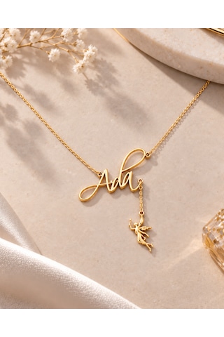 Kişiye Özel 925 Ayar Kaplama Veya 18 Ayar Altın Kaplama Sallantılı Peri İsim Kolye Gold