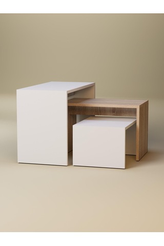 Detamob Zigonlu Orta Sehpa Takımı Beyaz