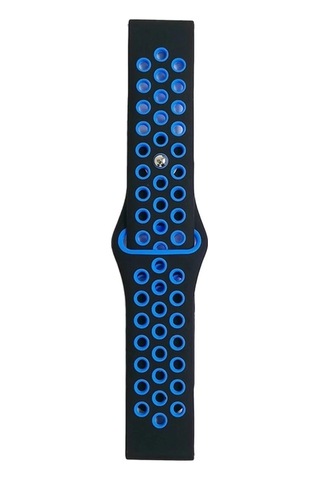 Watch 20mm Spor Delikli Kordon - Siyah-mavi Çok Renkli