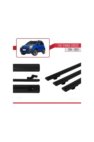 Fiat Panda Cross 2014 Ve Sonrası İle Uyumlu Basic Model Ara Atkı Tavan Barı Siyah 3 Adet