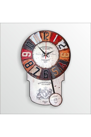 M3 Decorium Dart Desenli Görünümlü Büyük Sarkaçlı Duvar Saati 46 CM