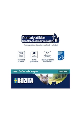 Bozita Okyanus Karışımı Ton Balıklı, Somonlu Ve Mezgitli Tahılsız Kedi Konservesi 12x85 Gr