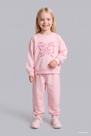 Defacto %100 Pamuk Baskılı Sweatshirt Üst Lastikli Paça Alt 2li Takım Kız Bebek I4475a526aupn167 Pembe-pn167