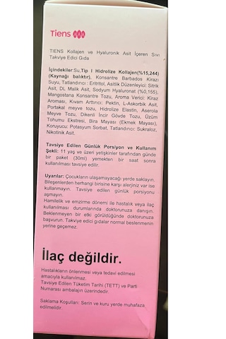 Kollajen Ve Hyaluronik Asit İçeren Sıvı Takviye Edici Gıda