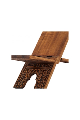 Selçuklu Yakma Desenli Ahşap Katlanabilir Rahle Mini 35 CM