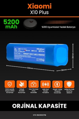 Xiaomi Robot X10 Plus Uyumlu Robot Süpürge Bataryası 5200 Mah