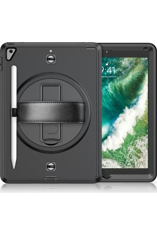 Newface Apple İpad Uyumlu - 5 Air 9.7 Kılıf Strap-c Otterbox Tablet Kapak - Siyah Arka Kapak