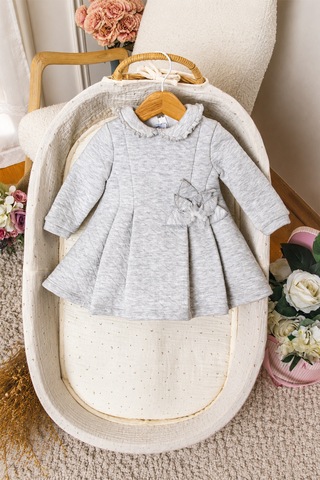 Babyhola Kız Çocuk Işıltı Detaylı Kapitone Elbise Quenn Collection 13986 Gri