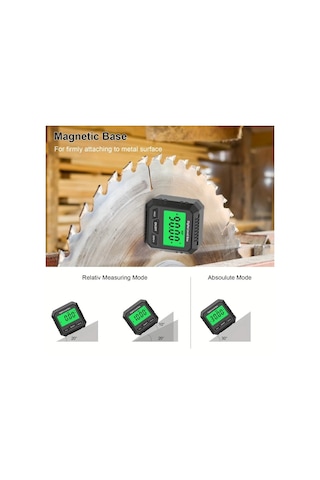 Honeybeeshop Siyah Hassas Dijital Açı Ölçer Lcd Arka Aydınlatmalı 0 01 Derece Hassasiyet Manyetik Taban Dıy Projeler İçin