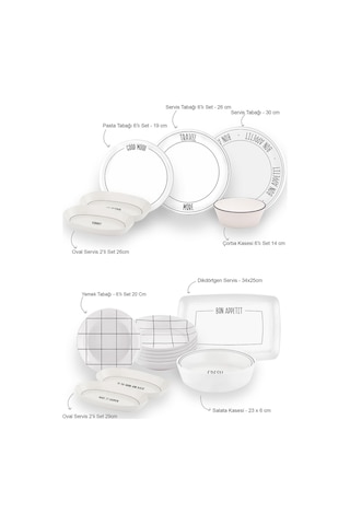 The Mia Daily Tunes Yemek Takımı 6 Kişilik 31 Parça Beyaz