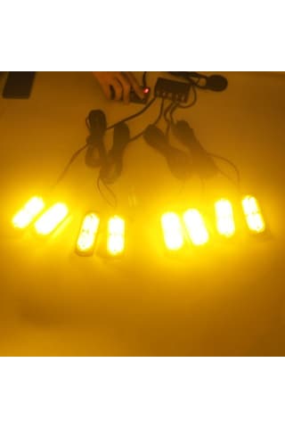 17 Fonksiyonlu Çakar Lamba 12-30v 24 Led 8 Adet Sarı Sarı Set / Lapa548-1