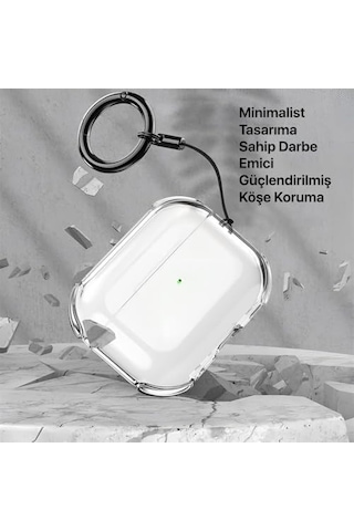Airpods Pro 3 İçin Ultra Şeffaf Silikon Kılıf Darbe Emici Köşeler İle Mükemmel Koruma Ve Yüksek Kaliteli Taşıma Karabinalı Airpods Pro 3. Nesil Kılıfı Gri Şeffaf, Airpods Pro 3