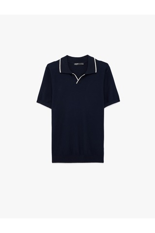 Koton Regular Fit Pamuklu Çizgi Detaylı Polo Yaka Kısa Kollu Triko Tişört Lacivert 6sam70044ht