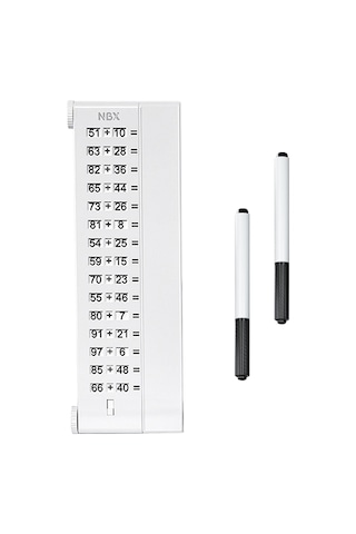 Kangvka Çocuklar İçin Matematik Soruları Oluşturucu Tahta - 1-100 Toplama-çıkarma 5100 Soru, Beyaz, 2 Tahta Kalemi + Silme Bezi + Saklama Çantası Çok Renkli