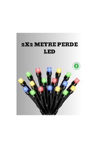 2x2 Metre Pil İle Çalışan Perde Led Işık 8 Modlu Dekoratif Çok Renkli