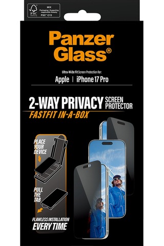 Privacy Apple Uyumlu iPhone 17 Pro Ultra-wide Fit Çerçeveli Gizli/hayalet Ekran Koruyucu - Fastfit Aparatlı