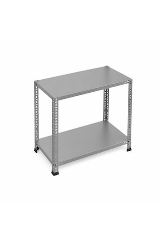 2 Katlı Çelik Raf 59x93x100 Cm Dayanıklı Metal Depolama Rafı Ev, İş Yeri, Depo Ve Mağaza Kullanımına Uygun Gri