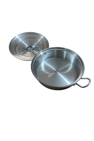 Mobilreyon Alüminyum Kızartma,pilav,karnıyarık,kamp Tavası -kapaklı Tava-28 Cm 4-5 Kişilik Gümüş