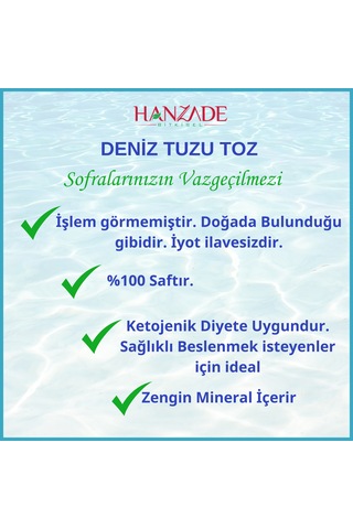 Hanzade Bitkisel Saf Deniz Tuzu Toz Öğütülmüş İyot İlavesiz 3 x 1 KG