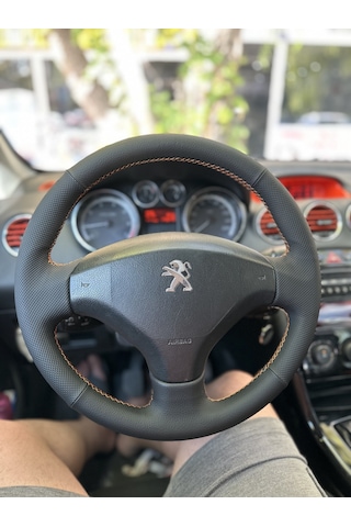 Peugeot 308 2011 Araca Özel Direksiyon Kılıfı Nokta Düz Turuncu