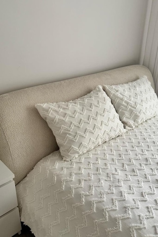 Çeyiz Diyarı Lumpa 2 Parça Tek Kişilik Pike Takımı Krem Krem