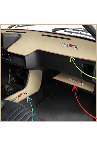 Tofaş Düşük Ön Göğüs Torpido Koruma Halısı Bej Renk Vites Konsol Halısı & Torpido Sehpa Örtüsü