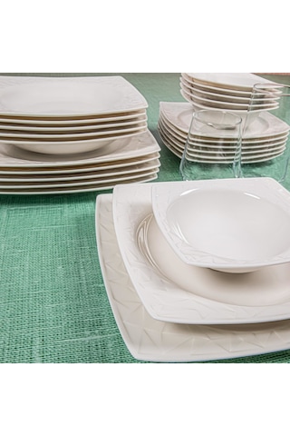 Güral Porselen Güral Vıvente 24 Parça 6 Kişilik Bone Yemek Takımı