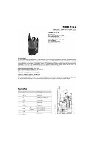 Dab Verty Nova 400 M - 400 Watt Gizli Flatörlü Sıfırdan Emişli Dalgıç Pompa - 1¼''