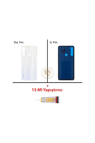 Xiaomi Redmi Note 8 Ay Işığı Beyazı Arka Pil Kapağı Batarya Kapağı Lazer Kesim + B-7000 Yapıştırıcı Çok Renkli