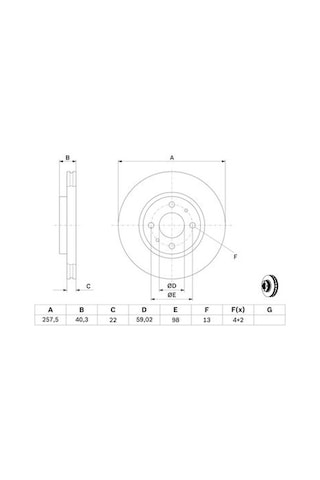 Fiat Linea 1.3 Mj Euro 4 2007-2010 Bosch Ön Disk 257mm 4 Bijon 2 Adet